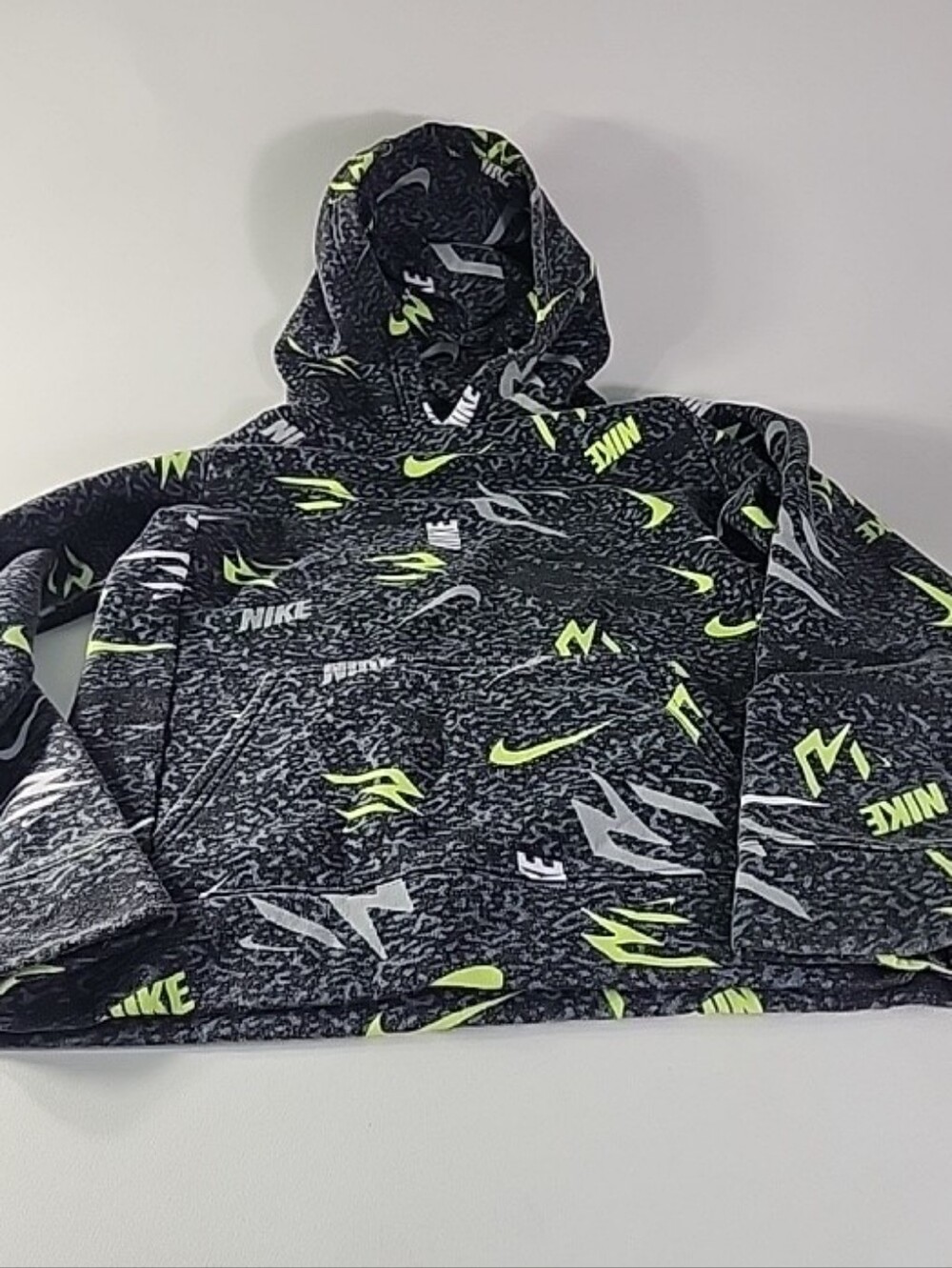 Nike Black & Neon Green Logo Print Hoodie